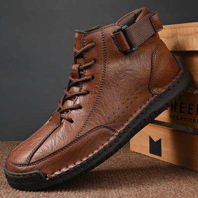 Heren Casual Leren Laarzen Hoge Top Outdoor Schoenen Zachte Zool Sneakers