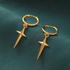 Minimalism Stainless Steel Four-pointed Star Cross Pendant Couple Hoop Earrings for Women Men Trendy Daily Wear Jewelry Gifts