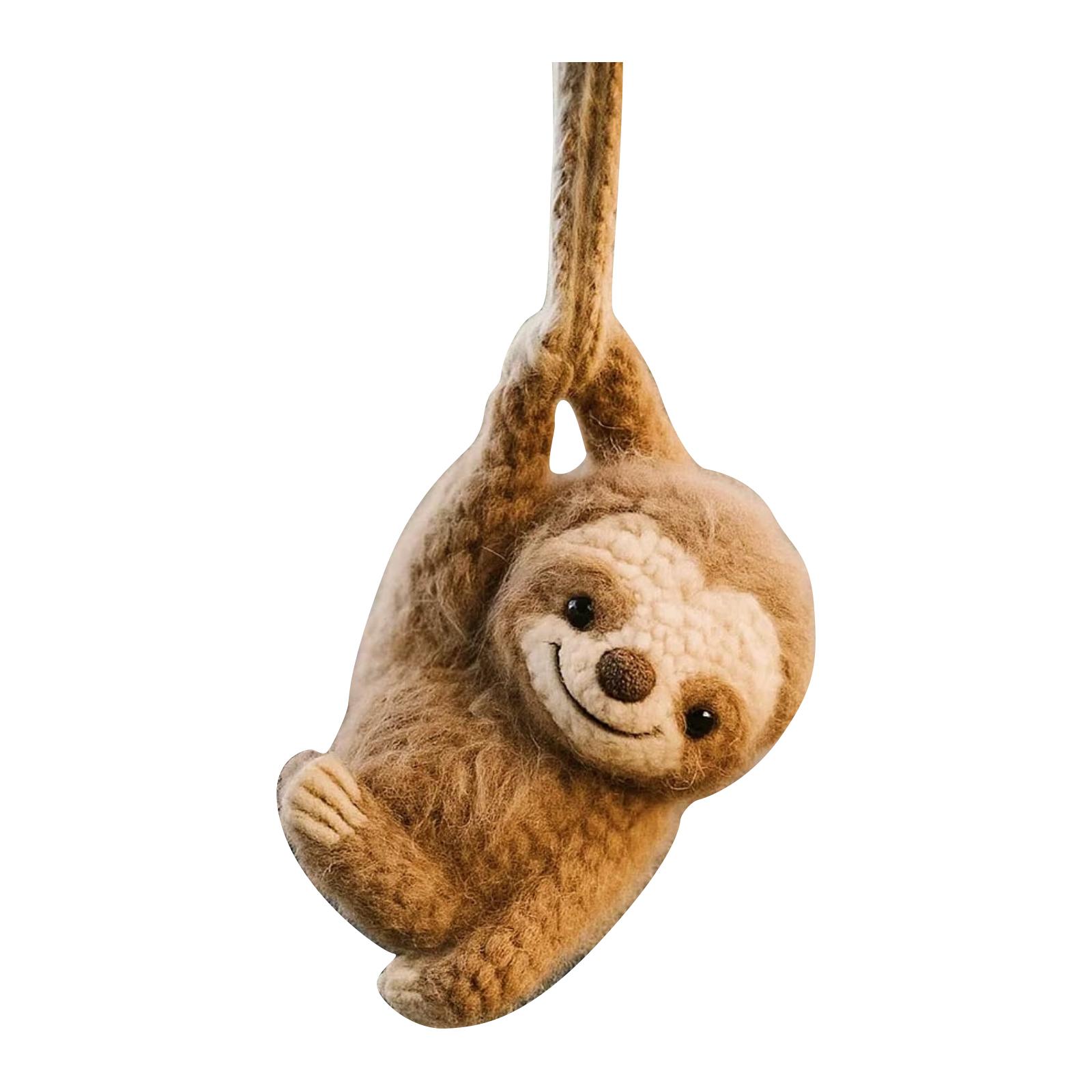 

Sloth Rearview Mirror Crochet Car Ornament One Size