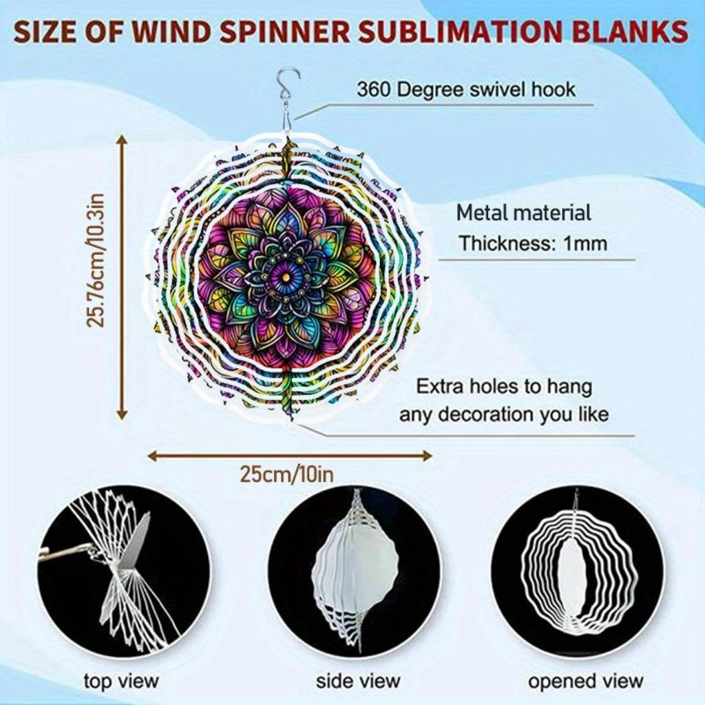 Indian Mandala Pattern Metal Wind Chime for Outdoor Garden Balcony Decoration 2D Printed Hanging Ornament No Batteries Needed Ideal Gift