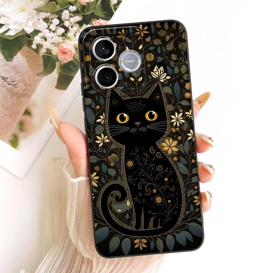For Honor 600 Lite 5G Honor600 Cute Cat Flower Cartoon Phone Case For Honor 600 600Lite Soft Silicone Covers Bumpers
