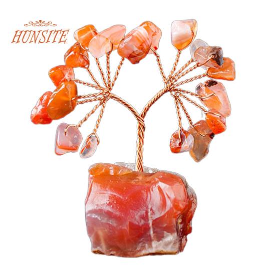 Barevná ozdoba stromu z přírodního kamene se základnou, strom peněz s pozitivní léčivou energií