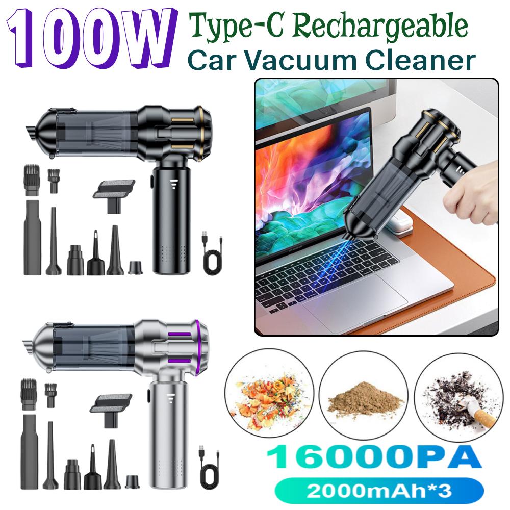 2025 New 16000PA Wireless Car Vacuum Cleaner Powerful Cleaning Machine Car Accessories Home Auto Mini Portable Cordless Cleaner Strong Suction