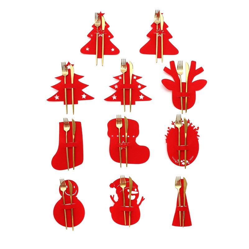 Combination Christmas Knife and Fork Cover, Felt Fabric Knife and Fork Pad, Christmas Home and Hotel Table Decoration
