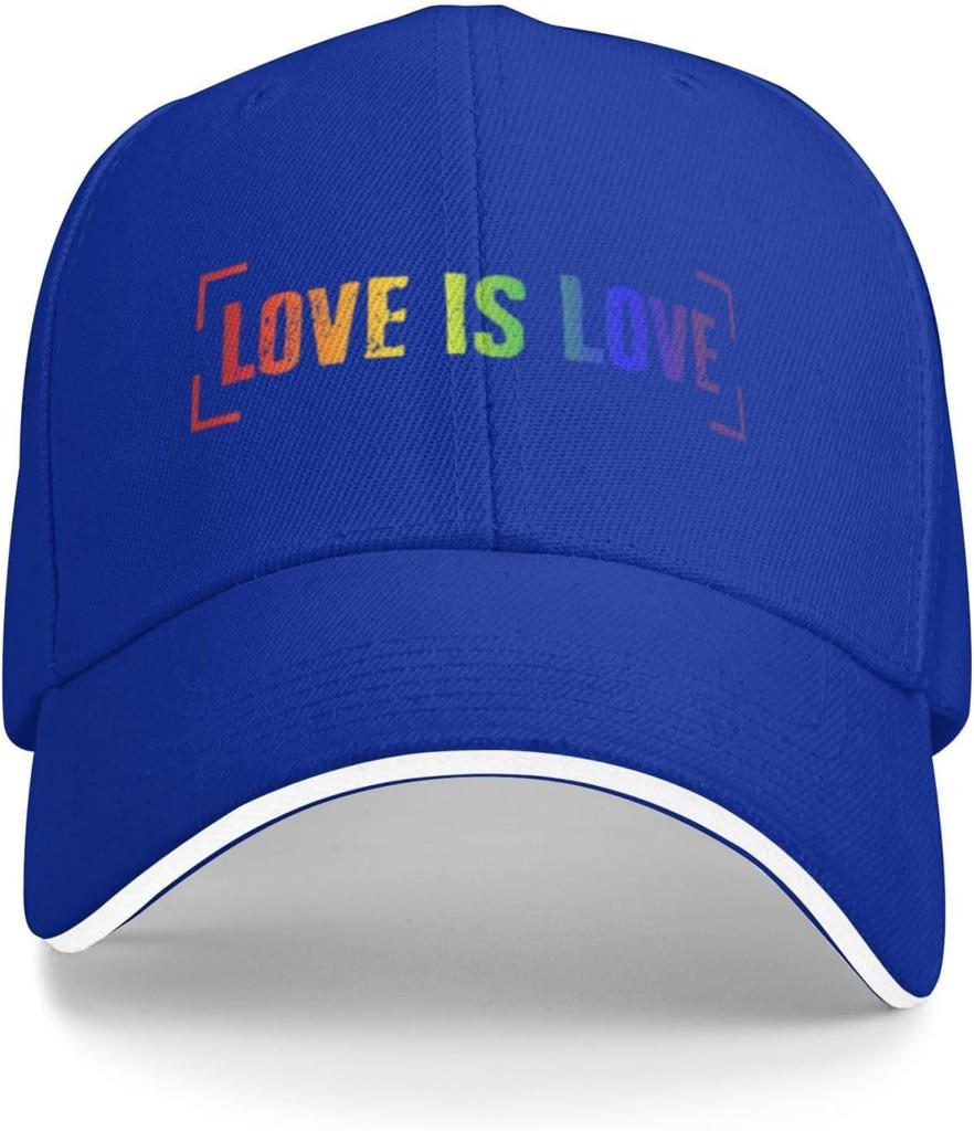 Love is Love Rainbow LGBT Pride Adjustable Baseball Cap Casual Polyester Summer Hat for Men Women