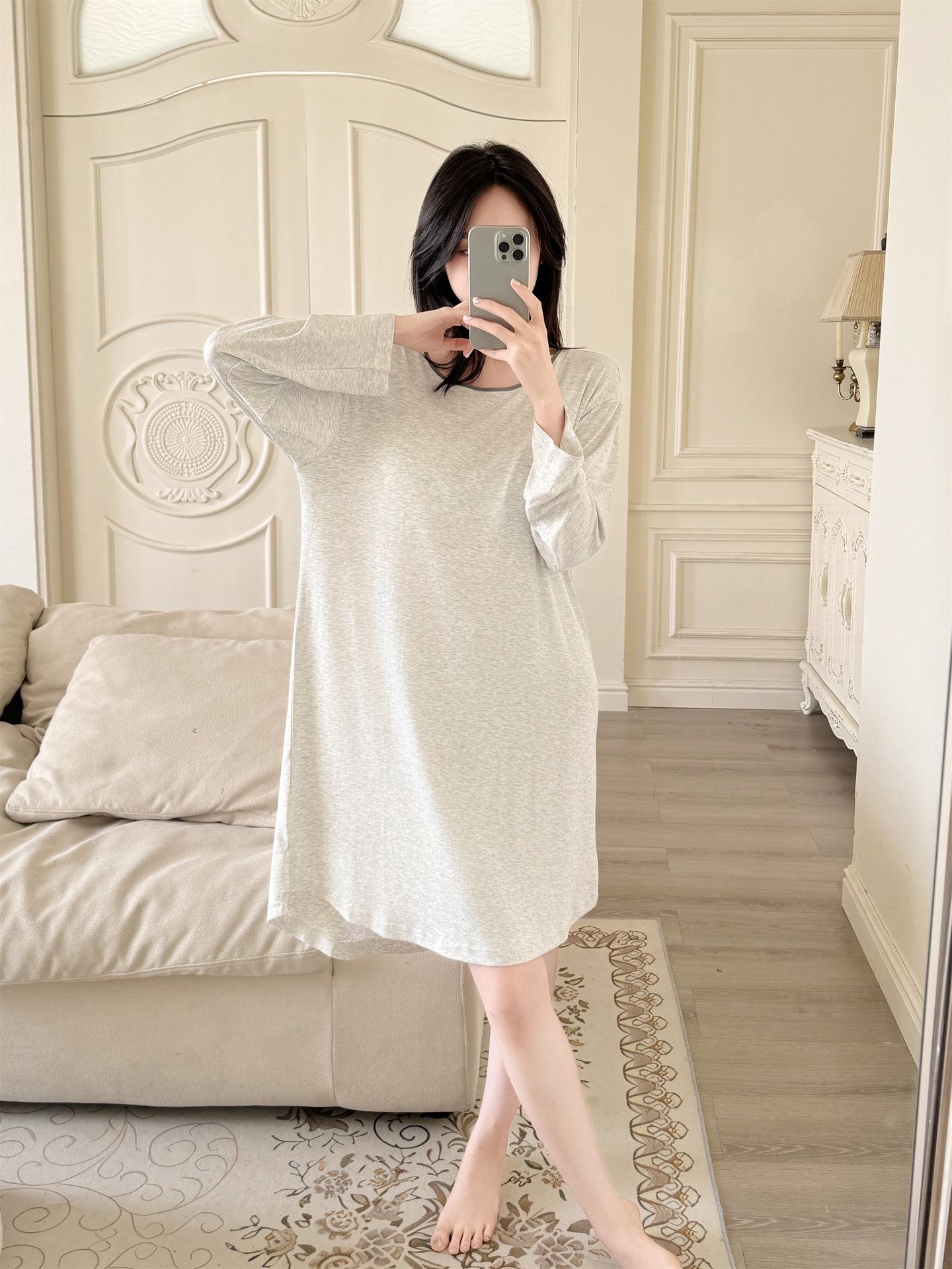 

Plus Size Modal Rayon Nightdress with Chest Pads for Spring and Autumn XL