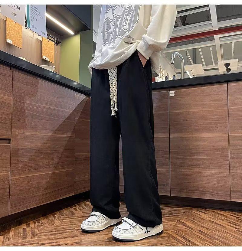 Einfarbige Hose Herren Frühling und Herbst 2025 neu vielseitig schlicht locker gerade weites Bein lässige Jogginghose