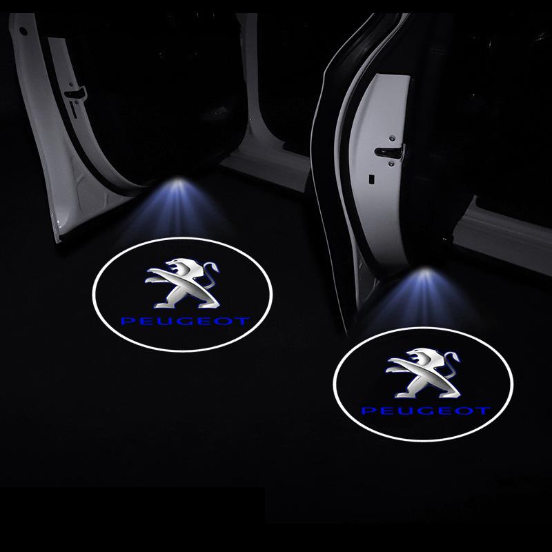 1/2Pcs Car Door Projector Lamps LED Welcome Light Emblem For Peugeot 308 408 508 RCZ 208 3008 2008 206 207 108 406 407 408 206 207 208 306 307