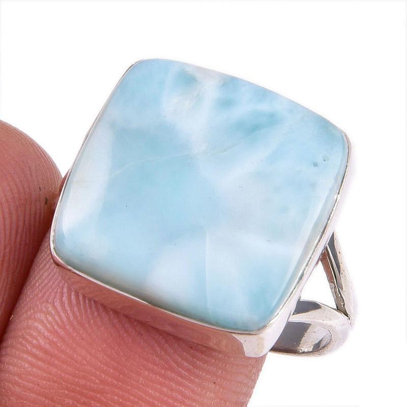 

Natural Republic Larimar Gemstone 925 Solid Silver Jewelry Ring Size 9.5 g1k71