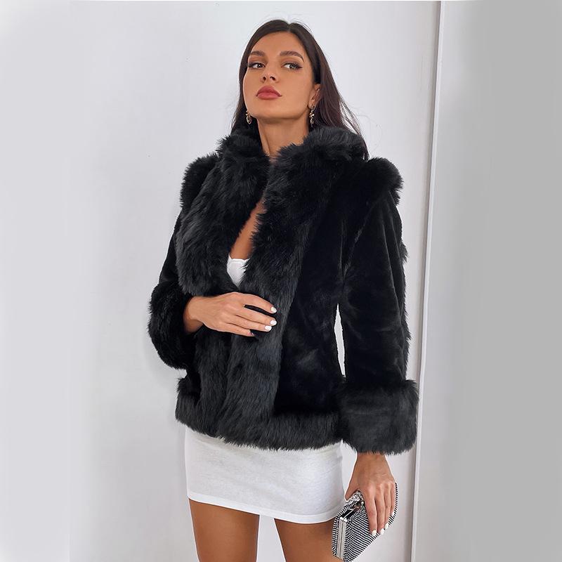 European and American Style Mid-Length Imitation Mink Fur Coat for Women