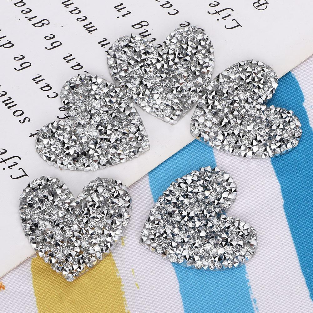 10PCS Hrt Shaped Rhinestones Applique 4cm Hot Fix Rhinestones Clothing Accessories Shoes Decoration