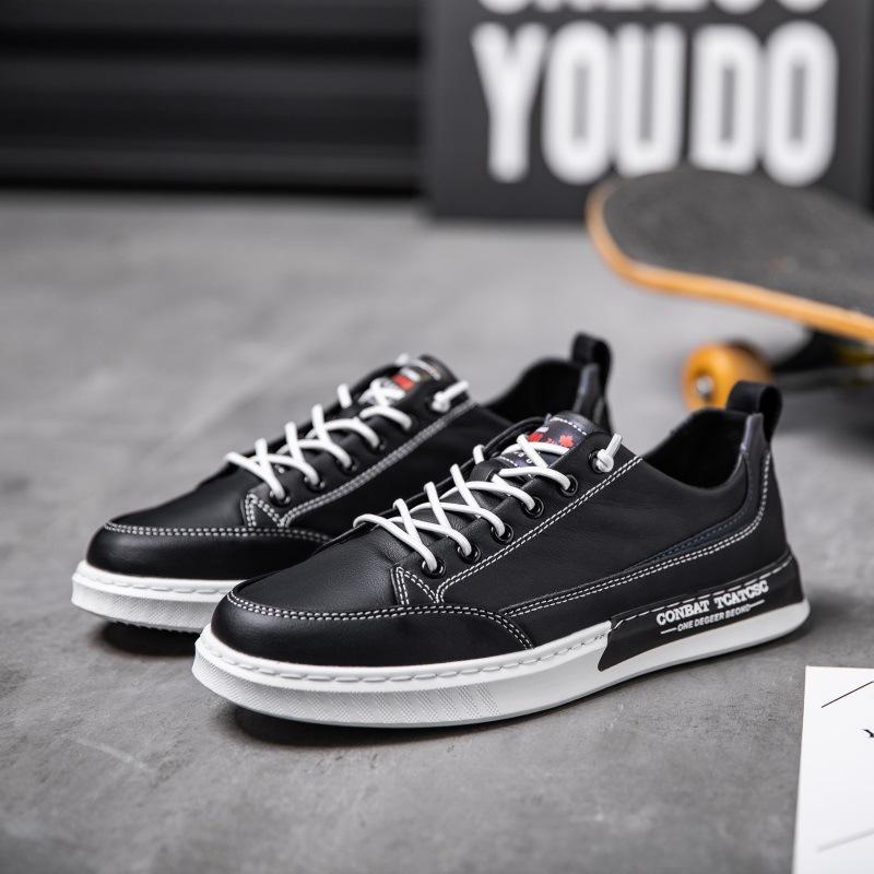 Autumn new men's shoes leather breathable little white shoes men's fashion trend versatile sports and leisure board shoes