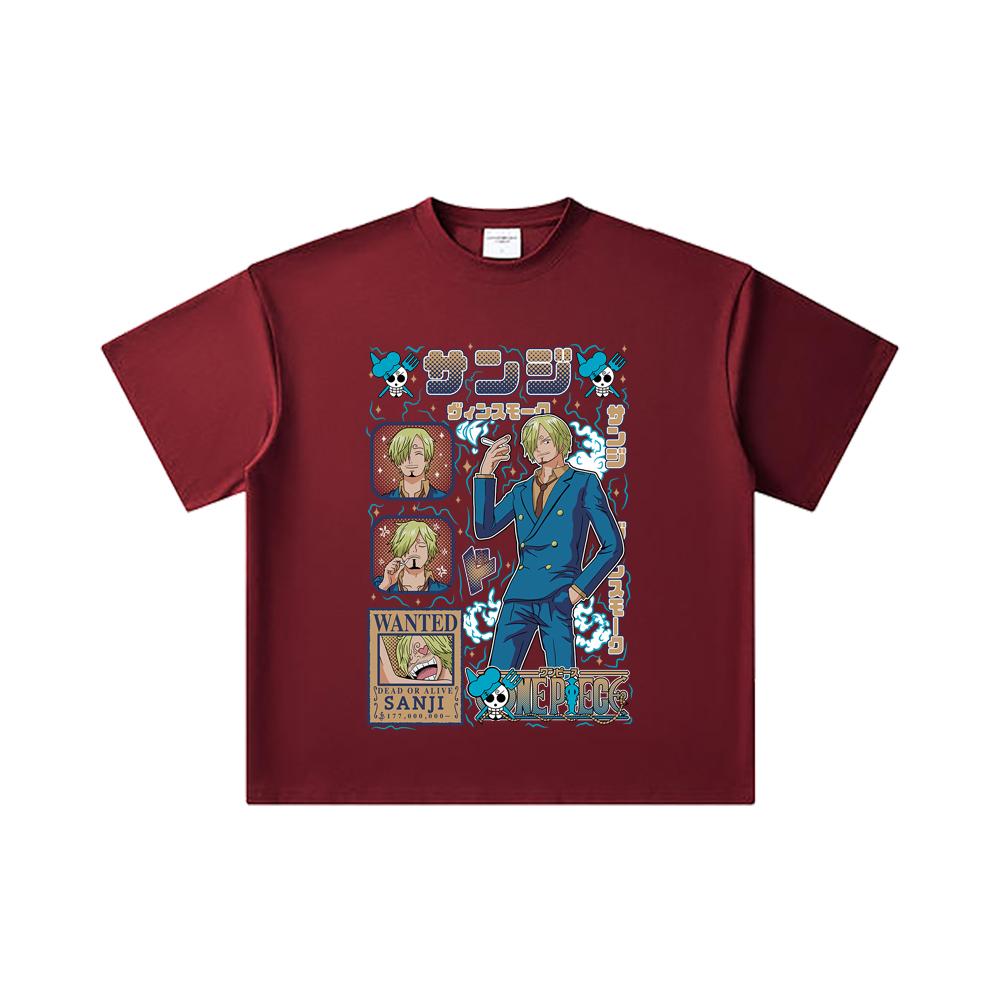 260 GSM Double Yarn 32 Count 100% Cotton One Piece V59 Sanji Print Unisex Heavy Cotton T Shirt