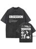 T-shirt Oversize Film Horror Ossessione 100% Cotone Vintage Lavato per uomo donna hiphop streetwear OBS7
