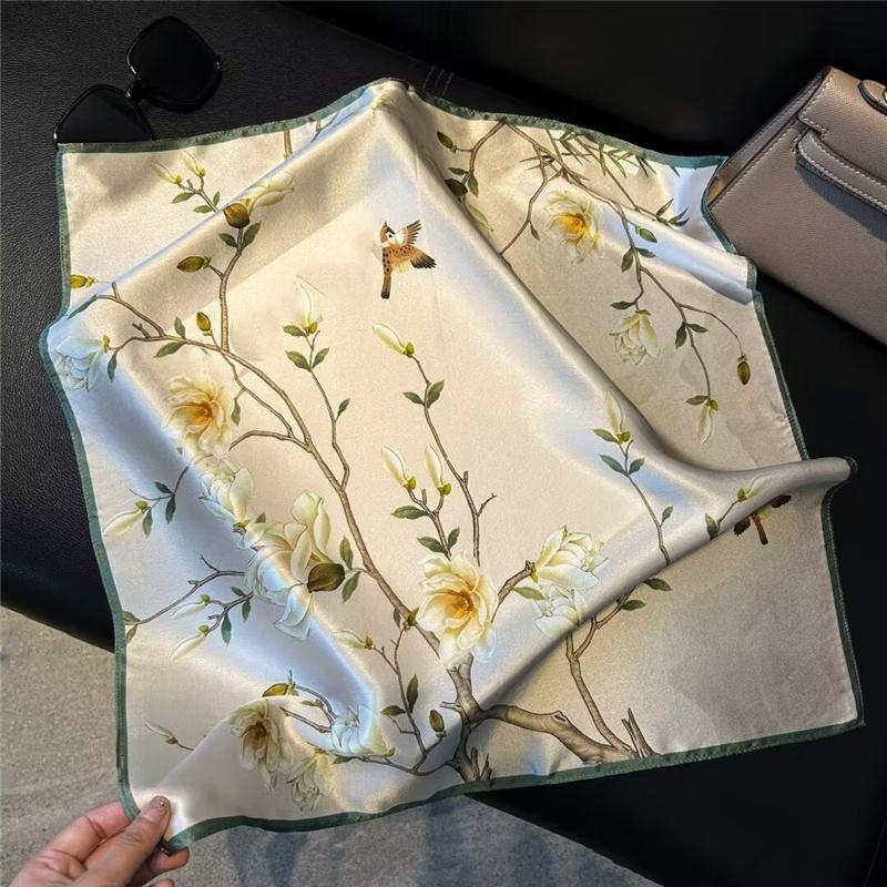 53x53cm 100% Maulbeerseide Schal Luxus Quadratisches Haarband Elegantes Kopftuch Halstuch Sonnenschutz Schal für Damen