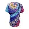 Vibrant Floral Print Short Sleeve V Neck T-Shirt - Women's Leisure T-Shirts for Spring & Summer - Comfortable,