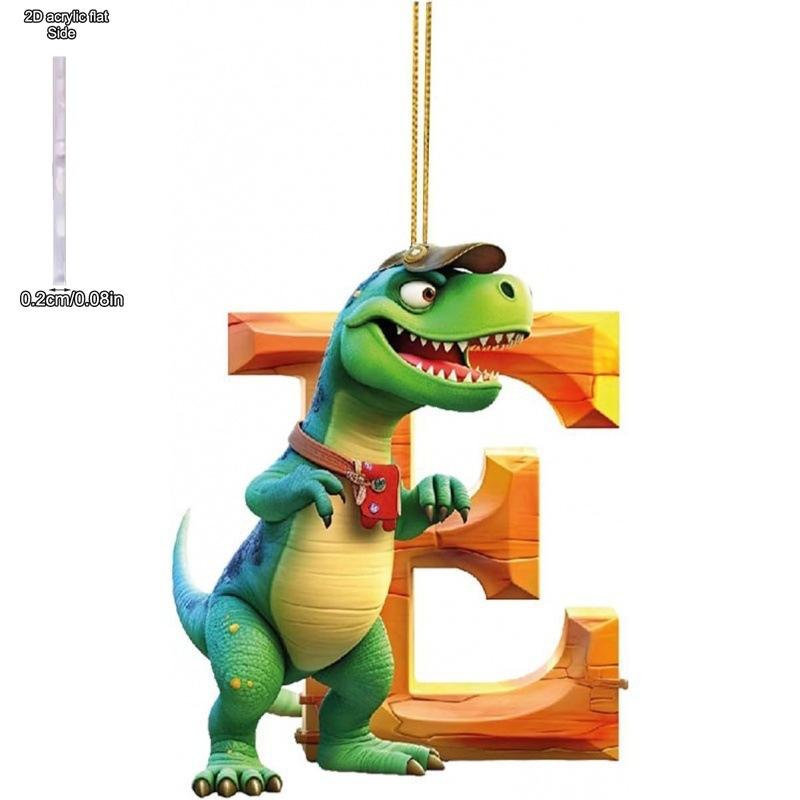 1ks vánoční dinosauří ozdoby 26 písmen kreslený přívěsek 2D plochý akrylový materiál dinosauří figurky závěsná vánoční párty dekorace, ideální pro domácnost