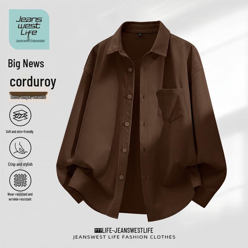 JEANSWEST LIFE Men s Corduroy Collared Shirt 5XL