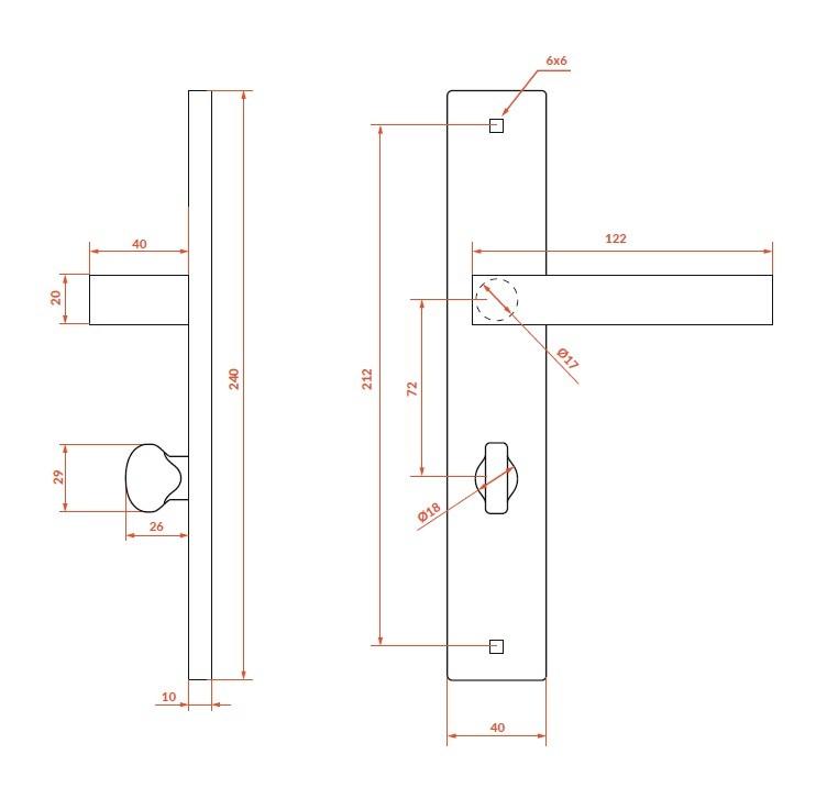 Rando Black WC Long Plate Handle