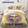 Benutzerdefinierter Name Minnesota Vikings 3 Muster Bettwäsche Steppdecke Set Heimdekoration Geschenk (1 Bettbezug + 2 Kissenbezüge (ohne Füllung))