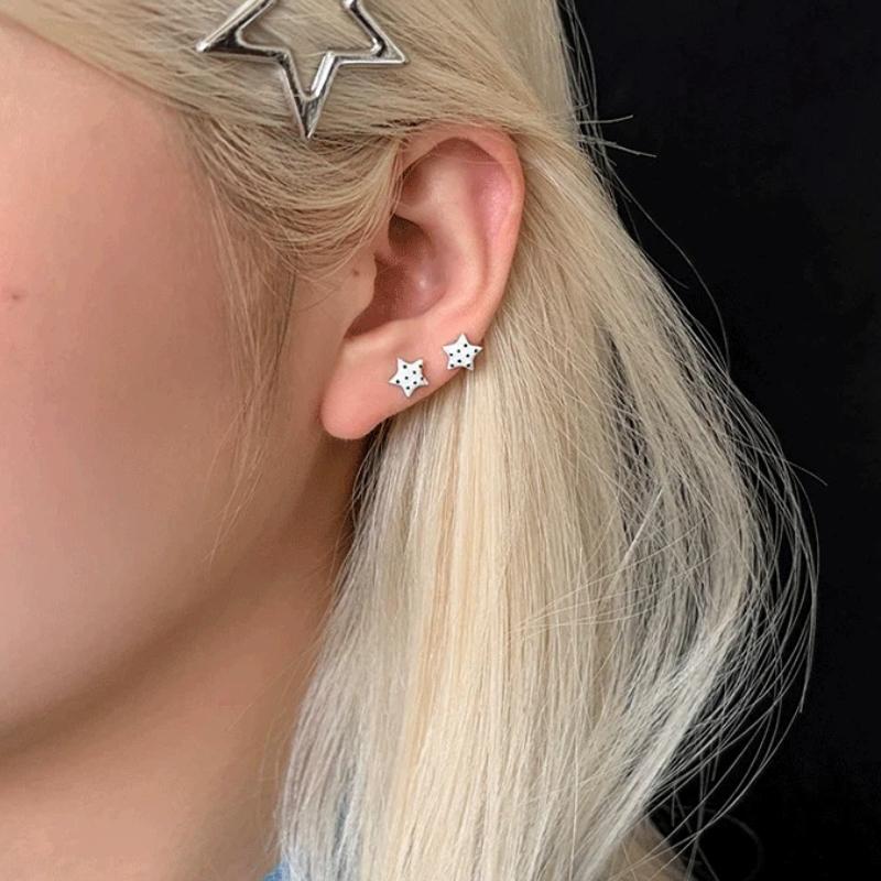 1 Paar Süße Polka Dot Stern Ohrstecker Hypoallergen Schraubverschlüsse Für Tägliches Tragen Lässige Ausflüge Schmuck