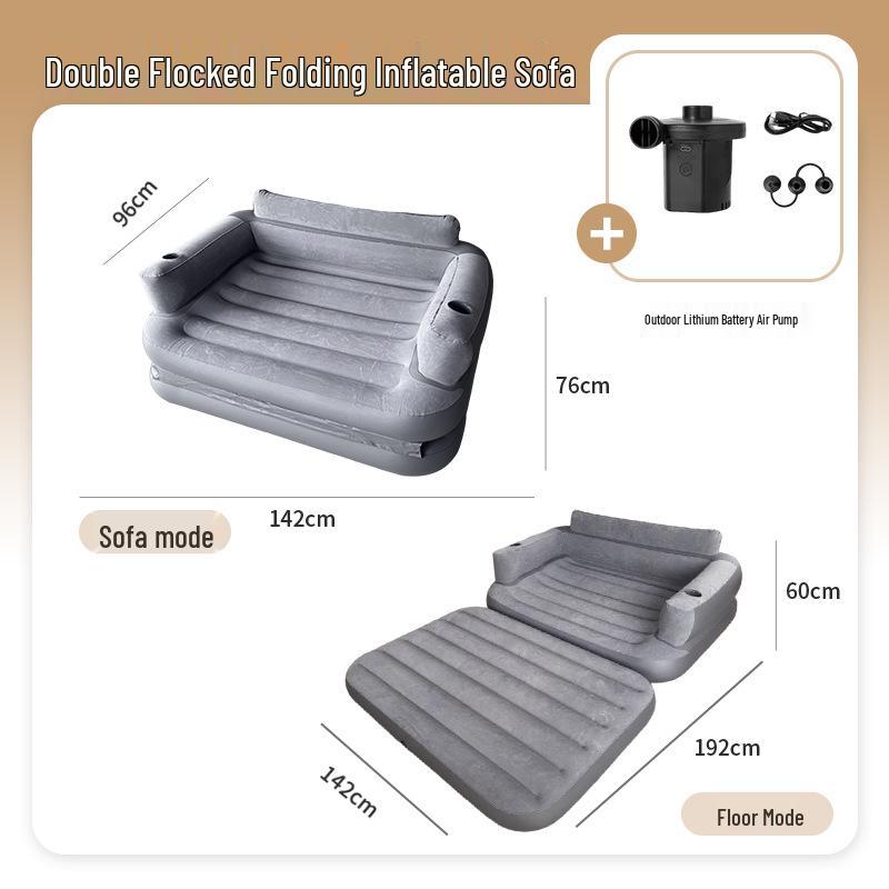 Thick Flocking Inflatable 2-in-1 Sofa Recliner: Sit & Lie Tent Sofa
