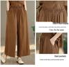 Women's Large Size Tencel Cotton-Linen Summer Suit: Slimming Round Neck Top & Wide-Leg Pants Two-Piece Set