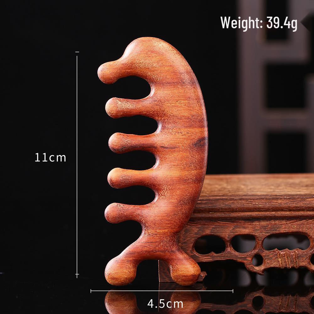 Resin Multifunctional Four-in-One Gua Sha and Massage Comb - Sandalwood Facial and Head Therapy Tool