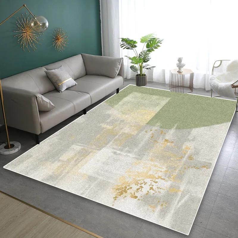 Minimalist Green Area Rug Non-Slip Soft Carpet for Living Room Bedroom Bedside Floor Mat Home Decor