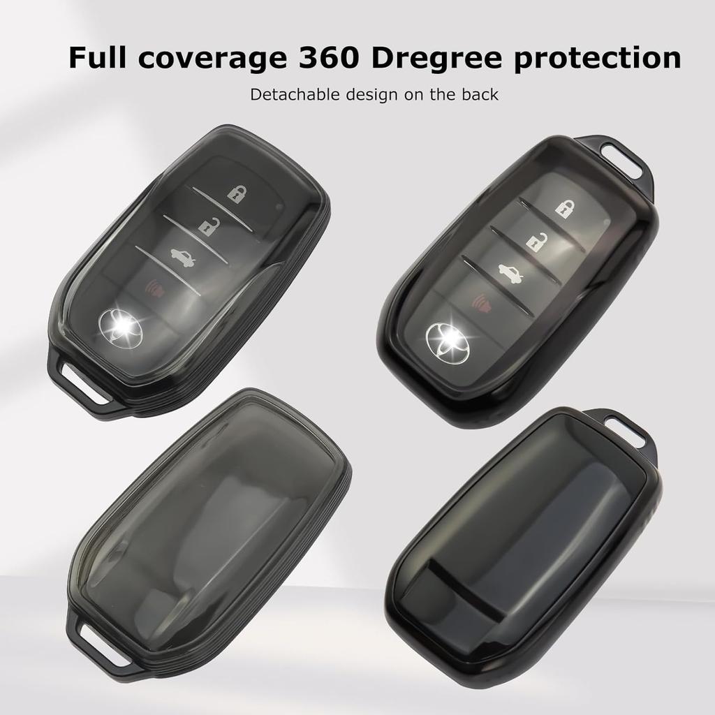 2-Pack For Toyota Key Fob Cover With Keychain Key Case Fits -2025 Grand Highlander Camry RAV4 Prime Land Cruiser Corolla Cross Tundra Tacoma Sequoia