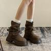 Short Boots British Style Platform Martin Boots Women's New Boots Beautiful Spring and Autumn Brown 2025 Heightening Rad Trousers