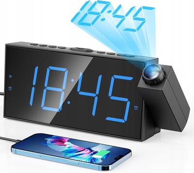 Mesqool Loud Projection Alarm Clock 7-Inch Digital Display And Dimmer