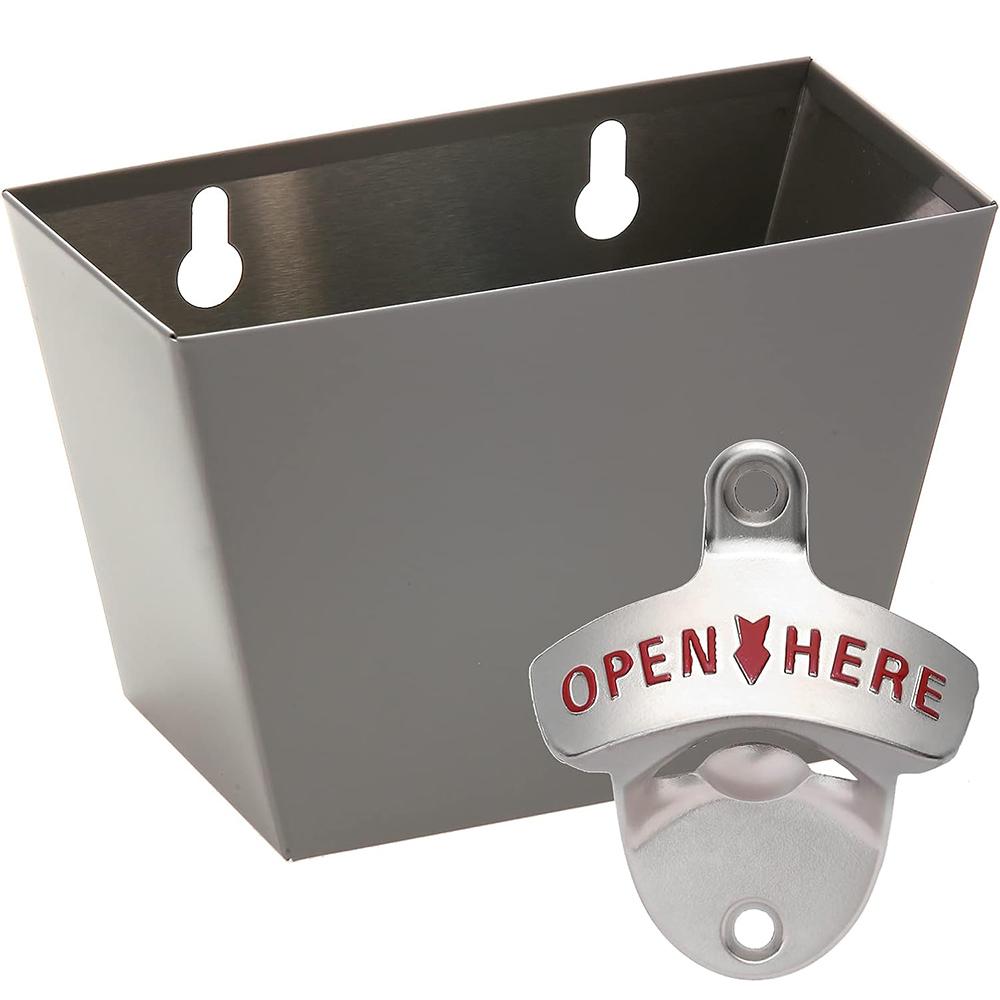 LMETJMA Nerezový lapač víček od pivních lahví Nástěnný sběratel pivních víček Stolní kbelík na sodovku s drenážními otvory JT337