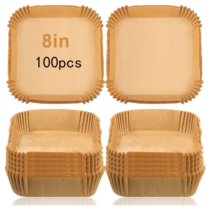 Round Silicone Oil Air Fryer Paper Tray - Disposable, Non-stick, Oil-Absorbing Food Pad for Home Baking