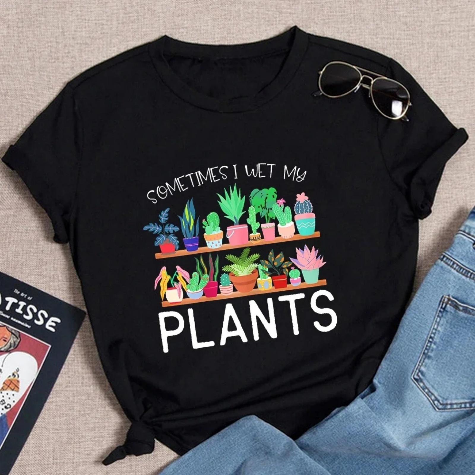 

Beautiful Watercolor Retro Cactus Succulent Pun Gardening Fun T-Shirt, Fashion Casual Clothing Short Sleeve Female Tee Top S