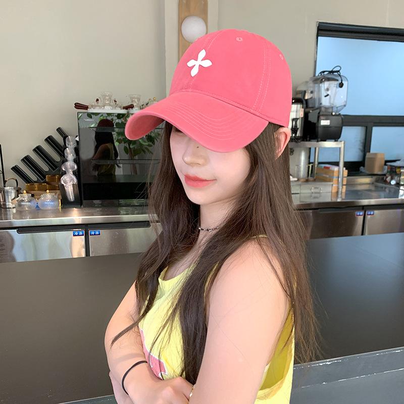 Big Head Circumference Spring New Cross Flower Hot Painted Baseball Cap Women's Face Showing Small Baseball Cap
