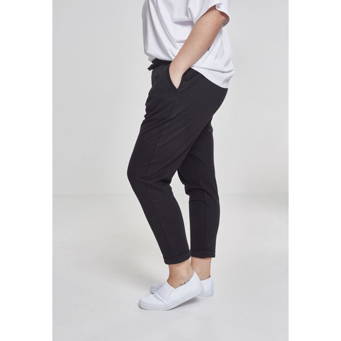 Pantalon femme grandes tailles - Urban Classic - Terry - Noir - Coupe Loose - 7/8ème