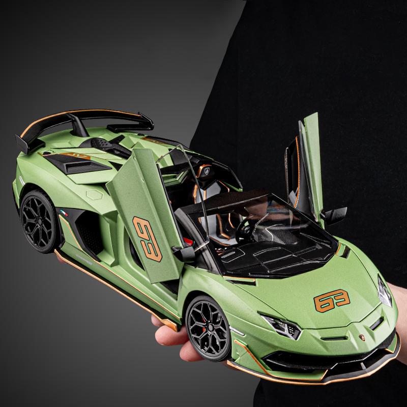 1/18 Lamborghinis Aventador SVJ63 Alloy Toy Car Model Wheel Steering Sound and Light Children's Toy Collectibles Birthday Gift