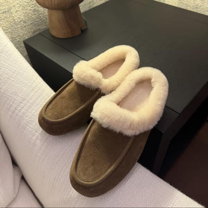 

Mao Mao shoes women s autumn and winter outer wear bag head half slippers new flat bottom velvet bean shoes warm cotton slippers 40 верблюд