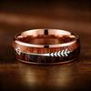 8mm Men Stainless Steel Rings, Rose Gold Color Brushed Koa Wood And Arrow Rings for Men, Wedding Jewelry Christams Gift