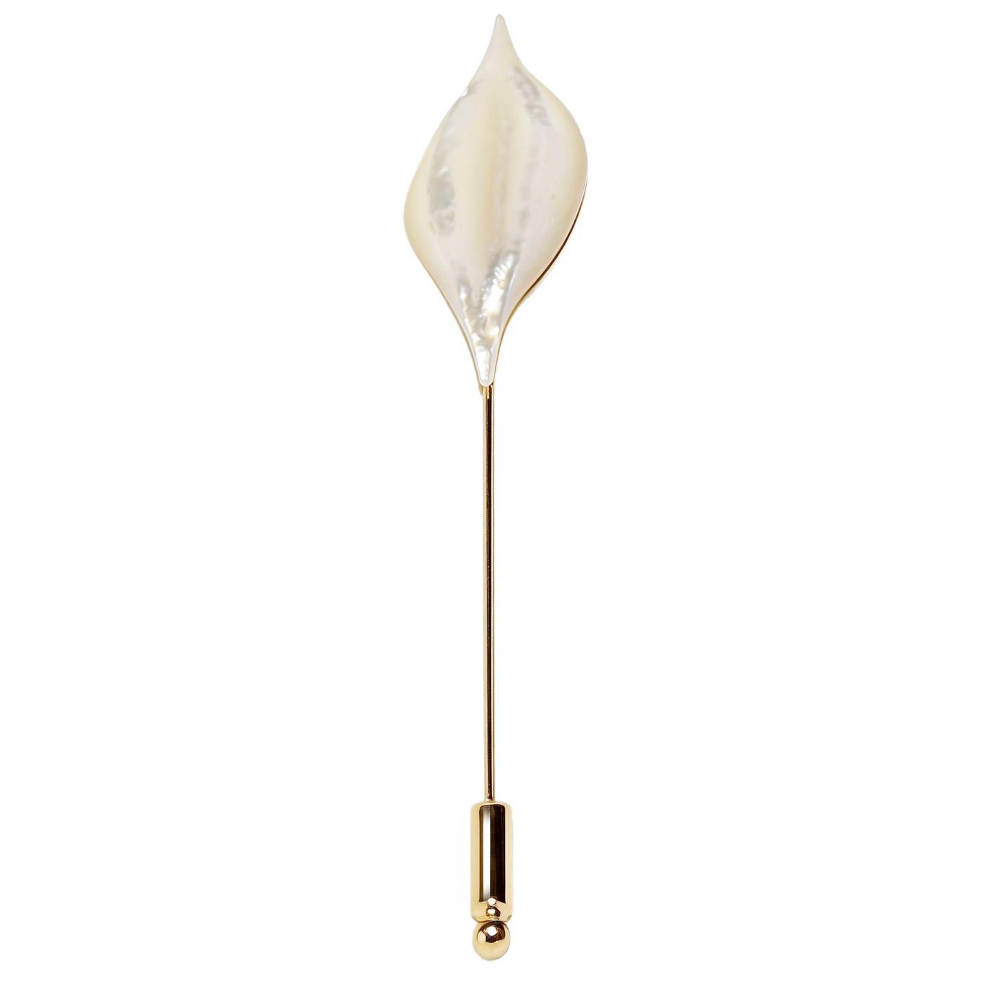 Original Design High-Grade Seawater Mother-of-Pearl Calla Lily Leaf Brooch