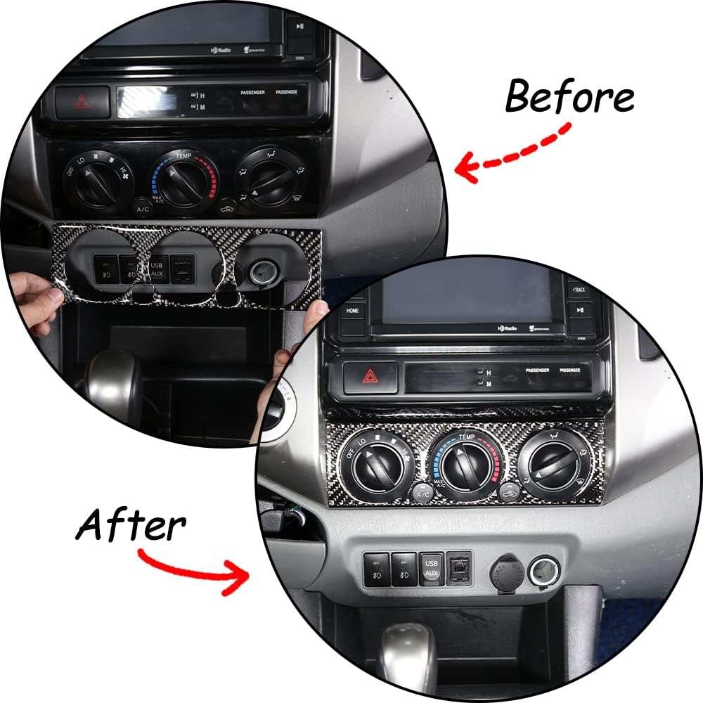 Soft Carbon Fiber Car Center Control Air Conditioning Adjustable Trim Sequins Stickers Trim Fit For Toyota Tacoma 2006 2007 2008 2009 2010 2011 2012