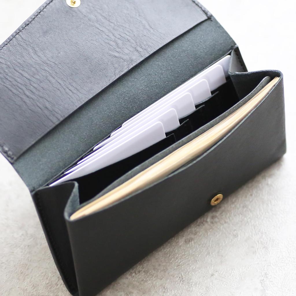 Il Modo Genuine Leather Small Long Wallet for Women and Men [statusy] (Statusy) Japanese-made (Black, Right)