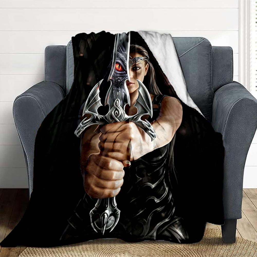 Dragon Sword Flannel Blanket Throw Blanket Soft Warm Sofa Bed Camping Home Decor Unique Christmas Gift Cs92252