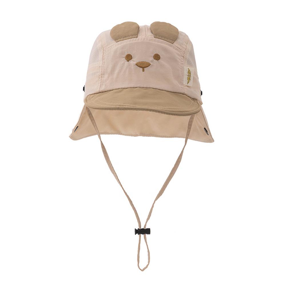 Embroidery Sun Cap Cartoon Bear Ear Kids Panama Hat New Summer Baby Hat  Boys Girls