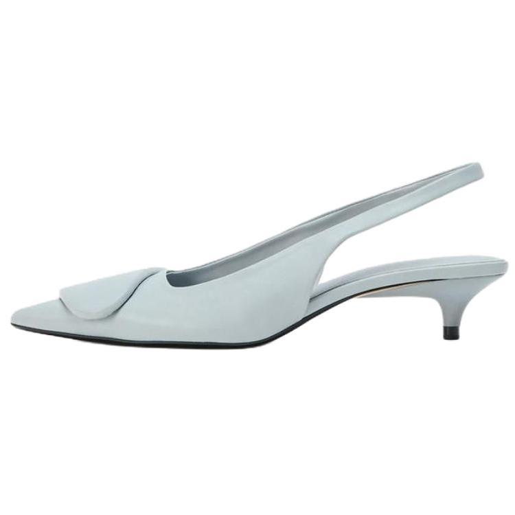 

Zara Элегантные модные туфли на шпильке из искусственной кожи 4 см женские каблуки светло-голубые 1203610044 41