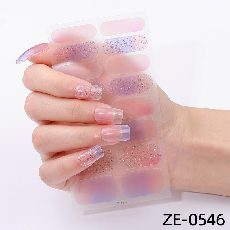 New 16-finger French Manicure Stickers Flash Onion Pink Nail Stickers Simple Manicure Stickers