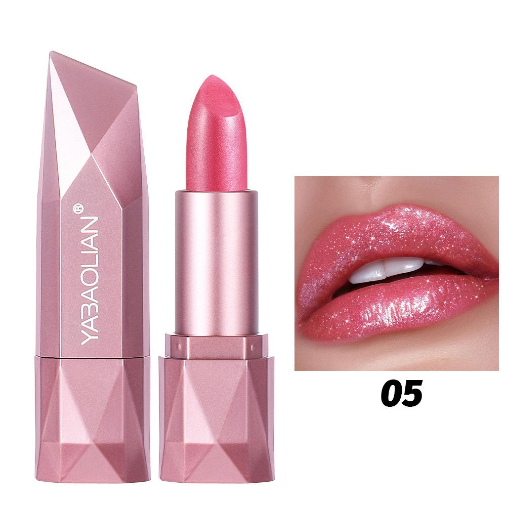 Pearlescent Rose Glitter Velvet Lipstick Waterproof Pearly Shine Matte Shimmer Diamond Lipstick Women Sexy Lips Makeup Cosmetic