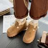 Dámské sněhule na platformě z umělého semiše podzim zima zateplené plyšové kotníkové boty mujer protiskluzová silná podrážka bavlnou polstrované boty 40