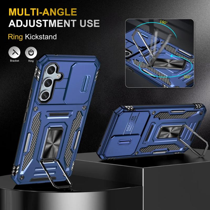 Shockproof Armor Phone Case For Samsung Galaxy A56 A36 A26 A16 A55 A35 A25 A73 Slid Camera Protect Magnetic Hybrid Ring Cover